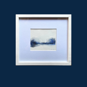 Marina, acuarelas, azul, arte original, velero