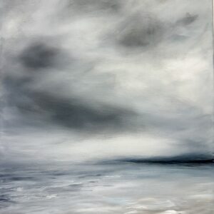 Obra original en óleo sobre bastidor en tonos azules representando el mar